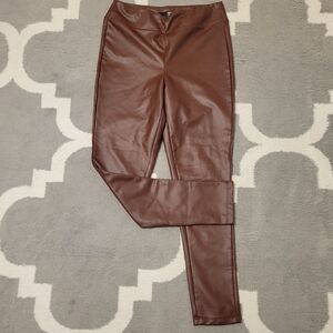 BBJ Los Angeles Brown Faux Leather Leggings Size M